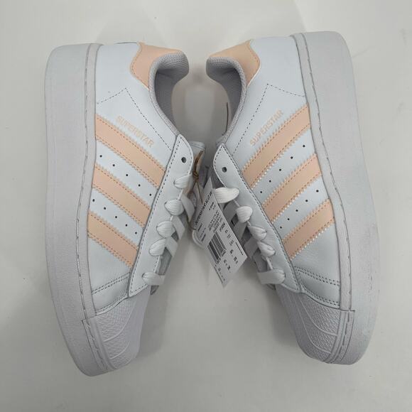 ADIDAS Superstar XLG Sneakers Size 7 Shoes White Peach NWT/No Box Womens Lace Up - Picture 4 of 16
